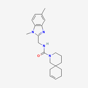 molecular formula C21H28N4O B6782592 N-[(1,5-dimethylbenzimidazol-2-yl)methyl]-2-azaspiro[5.5]undec-9-ene-2-carboxamide 