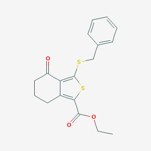 molecular formula C18H18O3S2 B067826 Ethyl 3-(benzylthio)-4-oxo-4,5,6,7-tetrahydrobenzo[c]thiophene-1-carboxylate CAS No. 172516-35-7