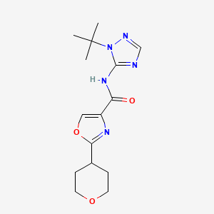 molecular formula C15H21N5O3 B6782663 N-(2-tert-butyl-1,2,4-triazol-3-yl)-2-(oxan-4-yl)-1,3-oxazole-4-carboxamide 