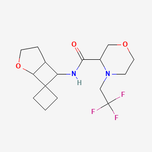 molecular formula C16H23F3N2O3 B6782879 N-spiro[2-oxabicyclo[3.2.0]heptane-7,1'-cyclobutane]-6-yl-4-(2,2,2-trifluoroethyl)morpholine-3-carboxamide 