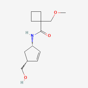 molecular formula C13H21NO3 B6782969 N-[(1S,4R)-4-(hydroxymethyl)cyclopent-2-en-1-yl]-1-(methoxymethyl)cyclobutane-1-carboxamide 