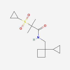 molecular formula C15H25NO3S B6783004 N-[(1-cyclopropylcyclobutyl)methyl]-2-cyclopropylsulfonyl-2-methylpropanamide 