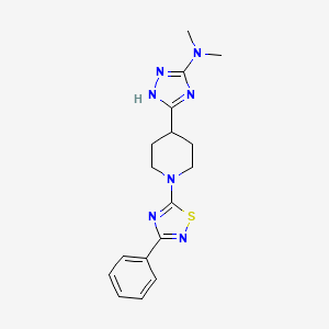 molecular formula C17H21N7S B6783047 N,N-dimethyl-5-[1-(3-phenyl-1,2,4-thiadiazol-5-yl)piperidin-4-yl]-1H-1,2,4-triazol-3-amine 