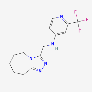 molecular formula C14H16F3N5 B6783049 N-(6,7,8,9-tetrahydro-5H-[1,2,4]triazolo[4,3-a]azepin-3-ylmethyl)-2-(trifluoromethyl)pyridin-4-amine 