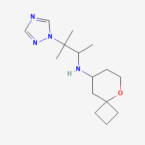 molecular formula C15H26N4O B6783151 N-[3-methyl-3-(1,2,4-triazol-1-yl)butan-2-yl]-5-oxaspiro[3.5]nonan-8-amine 