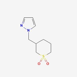 molecular formula C9H14N2O2S B6783182 3-(Pyrazol-1-ylmethyl)thiane 1,1-dioxide 
