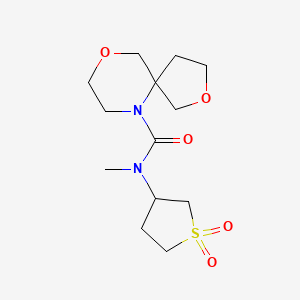 molecular formula C13H22N2O5S B6783267 N-(1,1-dioxothiolan-3-yl)-N-methyl-2,9-dioxa-6-azaspiro[4.5]decane-6-carboxamide 
