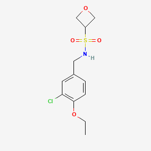molecular formula C12H16ClNO4S B6783278 N-[(3-chloro-4-ethoxyphenyl)methyl]oxetane-3-sulfonamide 