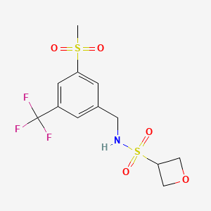 molecular formula C12H14F3NO5S2 B6783292 N-[[3-methylsulfonyl-5-(trifluoromethyl)phenyl]methyl]oxetane-3-sulfonamide 