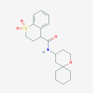 molecular formula C20H27NO4S B6783331 N-(1-oxaspiro[5.5]undecan-4-yl)-1,1-dioxo-3,4-dihydro-2H-thiochromene-4-carboxamide 