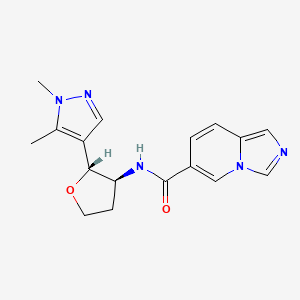 molecular formula C17H19N5O2 B6783369 N-[(2R,3S)-2-(1,5-dimethylpyrazol-4-yl)oxolan-3-yl]imidazo[1,5-a]pyridine-6-carboxamide 