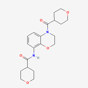 molecular formula C20H26N2O5 B6783430 N-[4-(oxane-4-carbonyl)-2,3-dihydro-1,4-benzoxazin-8-yl]oxane-4-carboxamide 
