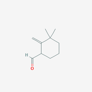 molecular formula C10H16O B067835 Cyclohexanecarboxaldehyde, 3,3-dimethyl-2-methylene-(9CI) CAS No. 186817-77-6