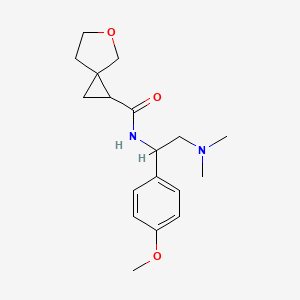 molecular formula C18H26N2O3 B6783594 N-[2-(dimethylamino)-1-(4-methoxyphenyl)ethyl]-5-oxaspiro[2.4]heptane-2-carboxamide 