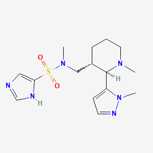 molecular formula C15H24N6O2S B6783688 N-methyl-N-[[(2R,3S)-1-methyl-2-(2-methylpyrazol-3-yl)piperidin-3-yl]methyl]-1H-imidazole-5-sulfonamide 