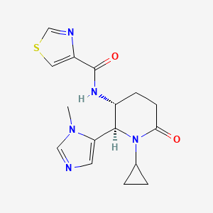 molecular formula C16H19N5O2S B6784115 N-[(2R,3R)-1-cyclopropyl-2-(3-methylimidazol-4-yl)-6-oxopiperidin-3-yl]-1,3-thiazole-4-carboxamide 