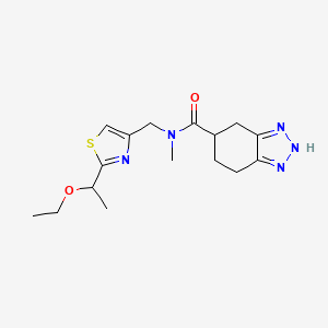 molecular formula C16H23N5O2S B6784141 N-[[2-(1-ethoxyethyl)-1,3-thiazol-4-yl]methyl]-N-methyl-4,5,6,7-tetrahydro-2H-benzotriazole-5-carboxamide 