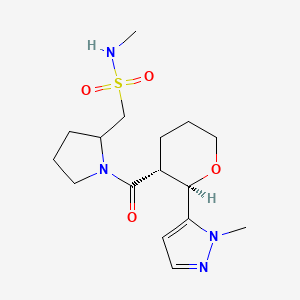 molecular formula C16H26N4O4S B6784221 N-methyl-1-[1-[(2R,3R)-2-(2-methylpyrazol-3-yl)oxane-3-carbonyl]pyrrolidin-2-yl]methanesulfonamide 