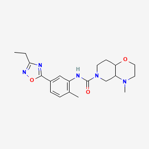 molecular formula C20H27N5O3 B6784230 N-[5-(3-ethyl-1,2,4-oxadiazol-5-yl)-2-methylphenyl]-4-methyl-3,4a,5,7,8,8a-hexahydro-2H-pyrido[4,3-b][1,4]oxazine-6-carboxamide 