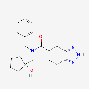 molecular formula C20H26N4O2 B6784269 N-benzyl-N-[(1-hydroxycyclopentyl)methyl]-4,5,6,7-tetrahydro-2H-benzotriazole-5-carboxamide 