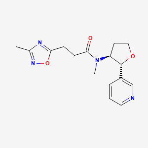 molecular formula C16H20N4O3 B6784332 N-methyl-3-(3-methyl-1,2,4-oxadiazol-5-yl)-N-[(2R,3S)-2-pyridin-3-yloxolan-3-yl]propanamide 