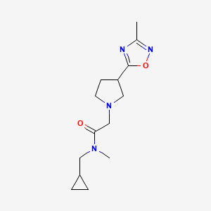molecular formula C14H22N4O2 B6784379 N-(cyclopropylmethyl)-N-methyl-2-[3-(3-methyl-1,2,4-oxadiazol-5-yl)pyrrolidin-1-yl]acetamide 