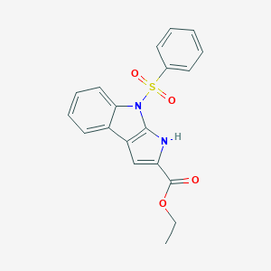 molecular formula C19H16N2O4S B067844 Ethyl 8-(phenylsulfonyl)-1,8-dihydropyrrolo[2,3-b]indole-2-carboxylate CAS No. 182257-99-4