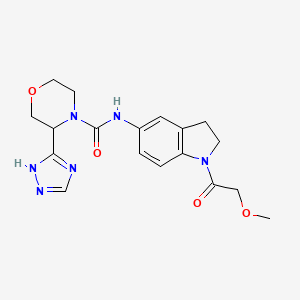 molecular formula C18H22N6O4 B6784480 N-[1-(2-methoxyacetyl)-2,3-dihydroindol-5-yl]-3-(1H-1,2,4-triazol-5-yl)morpholine-4-carboxamide 