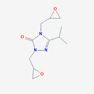 molecular formula C11H17N3O3 B067845 2,4-Dihydro-2,4-bis(oxiranylmethyl)-5-(1-methylethyl)-3H-1,2,4-triazol-3-one CAS No. 160455-70-9