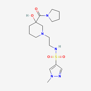 molecular formula C16H27N5O4S B6784566 N-[2-[3-hydroxy-3-(pyrrolidine-1-carbonyl)piperidin-1-yl]ethyl]-1-methylpyrazole-4-sulfonamide 