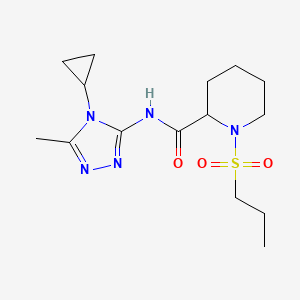 molecular formula C15H25N5O3S B6784891 N-(4-cyclopropyl-5-methyl-1,2,4-triazol-3-yl)-1-propylsulfonylpiperidine-2-carboxamide 
