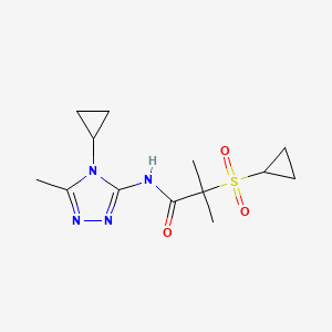 molecular formula C13H20N4O3S B6784903 N-(4-cyclopropyl-5-methyl-1,2,4-triazol-3-yl)-2-cyclopropylsulfonyl-2-methylpropanamide 