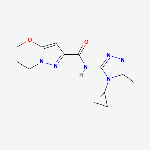 molecular formula C13H16N6O2 B6784907 N-(4-cyclopropyl-5-methyl-1,2,4-triazol-3-yl)-6,7-dihydro-5H-pyrazolo[5,1-b][1,3]oxazine-2-carboxamide 