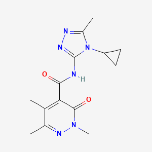 molecular formula C14H18N6O2 B6784908 N-(4-cyclopropyl-5-methyl-1,2,4-triazol-3-yl)-2,5,6-trimethyl-3-oxopyridazine-4-carboxamide 