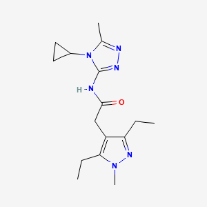 molecular formula C16H24N6O B6784915 N-(4-cyclopropyl-5-methyl-1,2,4-triazol-3-yl)-2-(3,5-diethyl-1-methylpyrazol-4-yl)acetamide 
