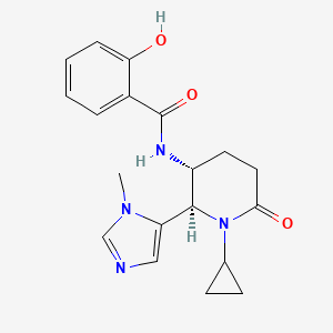 molecular formula C19H22N4O3 B6784945 N-[(2R,3R)-1-cyclopropyl-2-(3-methylimidazol-4-yl)-6-oxopiperidin-3-yl]-2-hydroxybenzamide 