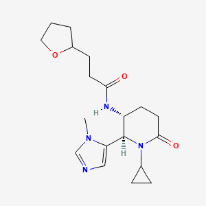 molecular formula C19H28N4O3 B6784952 N-[(2R,3R)-1-cyclopropyl-2-(3-methylimidazol-4-yl)-6-oxopiperidin-3-yl]-3-(oxolan-2-yl)propanamide 