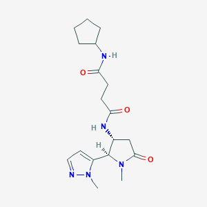 molecular formula C18H27N5O3 B6785027 N-cyclopentyl-N'-[(2R,3R)-1-methyl-2-(2-methylpyrazol-3-yl)-5-oxopyrrolidin-3-yl]butanediamide 