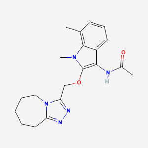 molecular formula C20H25N5O2 B6785138 N-[1,7-dimethyl-2-(6,7,8,9-tetrahydro-5H-[1,2,4]triazolo[4,3-a]azepin-3-ylmethoxy)indol-3-yl]acetamide 