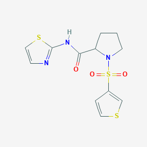 molecular formula C12H13N3O3S3 B6785387 N-(1,3-thiazol-2-yl)-1-thiophen-3-ylsulfonylpyrrolidine-2-carboxamide 