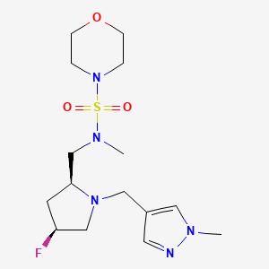molecular formula C15H26FN5O3S B6785502 N-[[(2S,4S)-4-fluoro-1-[(1-methylpyrazol-4-yl)methyl]pyrrolidin-2-yl]methyl]-N-methylmorpholine-4-sulfonamide 