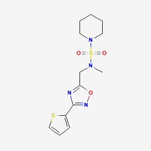 molecular formula C13H18N4O3S2 B6785515 N-methyl-N-[(3-thiophen-2-yl-1,2,4-oxadiazol-5-yl)methyl]piperidine-1-sulfonamide 