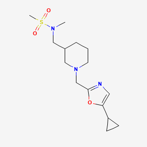 molecular formula C15H25N3O3S B6785605 N-[[1-[(5-cyclopropyl-1,3-oxazol-2-yl)methyl]piperidin-3-yl]methyl]-N-methylmethanesulfonamide 
