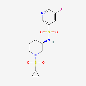 molecular formula C13H18FN3O4S2 B6785624 N-[(3R)-1-cyclopropylsulfonylpiperidin-3-yl]-5-fluoropyridine-3-sulfonamide 