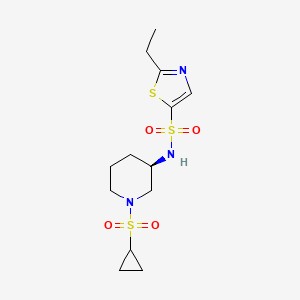 molecular formula C13H21N3O4S3 B6785627 N-[(3R)-1-cyclopropylsulfonylpiperidin-3-yl]-2-ethyl-1,3-thiazole-5-sulfonamide 