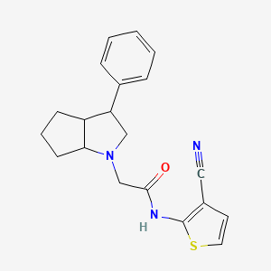 molecular formula C20H21N3OS B6785642 N-(3-cyanothiophen-2-yl)-2-(3-phenyl-3,3a,4,5,6,6a-hexahydro-2H-cyclopenta[b]pyrrol-1-yl)acetamide 