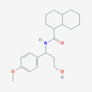 molecular formula C21H31NO3 B6785769 N-[3-hydroxy-1-(4-methoxyphenyl)propyl]-1,2,3,4,4a,5,6,7,8,8a-decahydronaphthalene-1-carboxamide 