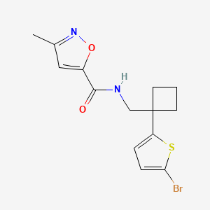 molecular formula C14H15BrN2O2S B6786014 N-[[1-(5-bromothiophen-2-yl)cyclobutyl]methyl]-3-methyl-1,2-oxazole-5-carboxamide 
