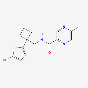molecular formula C15H16BrN3OS B6786016 N-[[1-(5-bromothiophen-2-yl)cyclobutyl]methyl]-5-methylpyrazine-2-carboxamide 