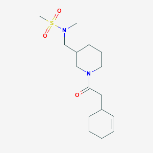 molecular formula C16H28N2O3S B6786031 N-[[1-(2-cyclohex-2-en-1-ylacetyl)piperidin-3-yl]methyl]-N-methylmethanesulfonamide 